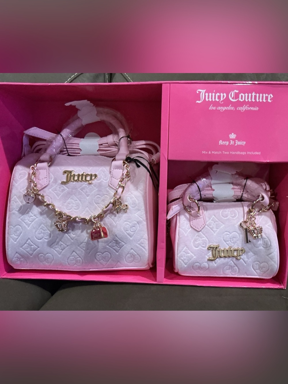 Juicy Couture Pink Kids Mini Handbag Duo with Gold Charms - Picture 11 of 11